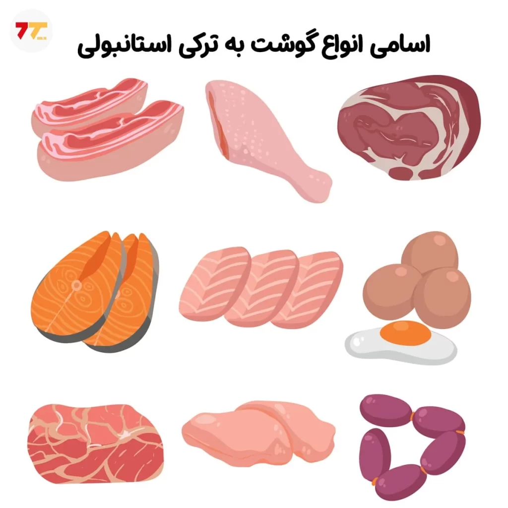 آموزش تصویری اسامی انواع گوشت به ترکی استانبولی