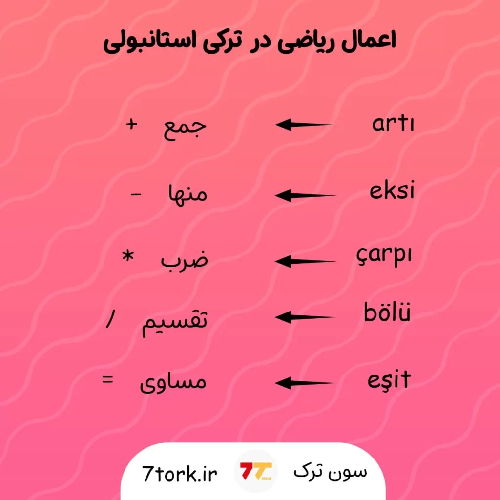 آموزش تصویری اعمال ریاضی با اعداد به ترکی استانبولی
