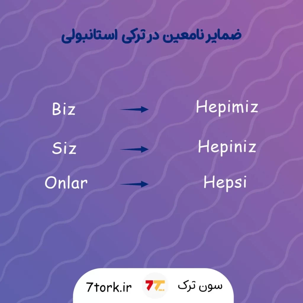 ضمایر نامعین در ترکی استانبولی