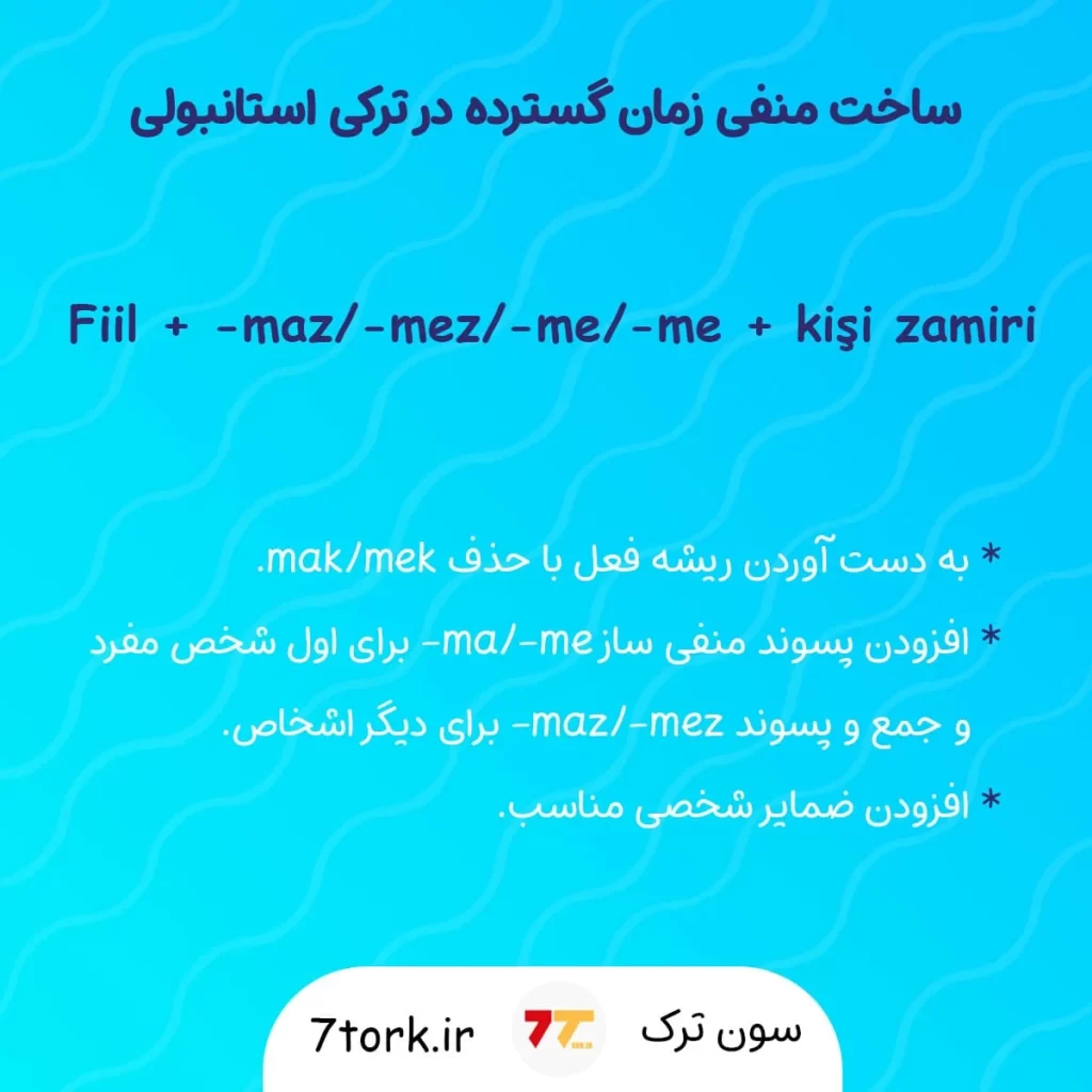 آموزش تصویری ساخت منفی زمان گسترده در ترکی استانبولی