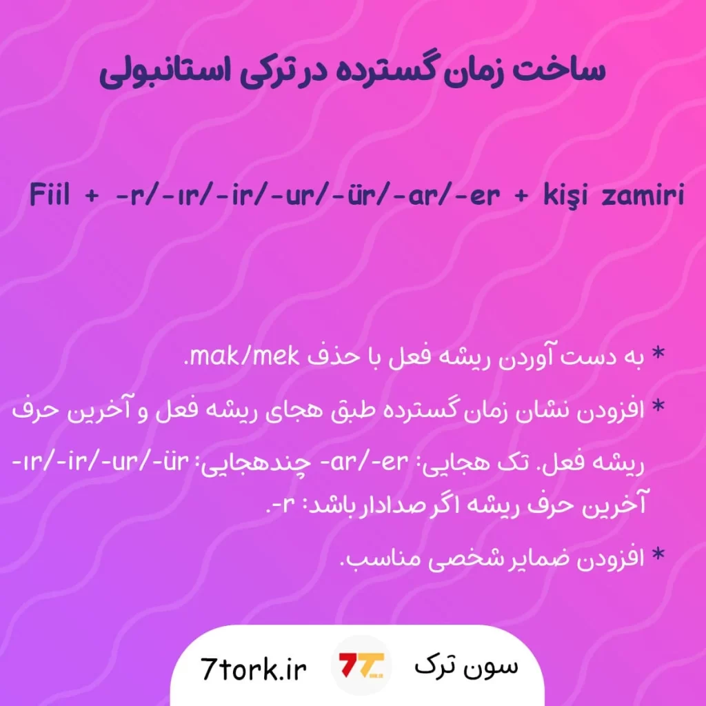 آموزش تصویری فرمول زمان گسترده در ترکی استانبولی