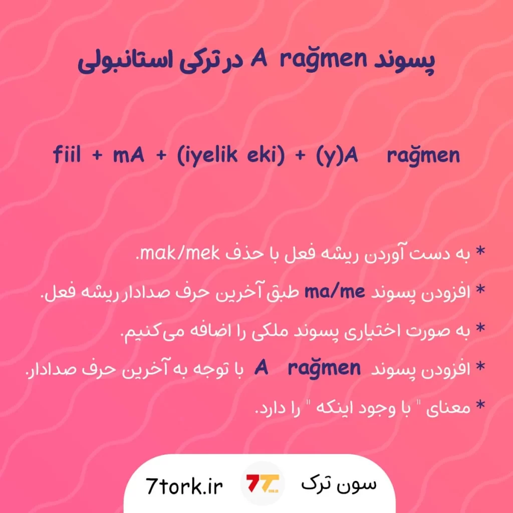 آموزش تصویری پسوند A rağmen در ترکی