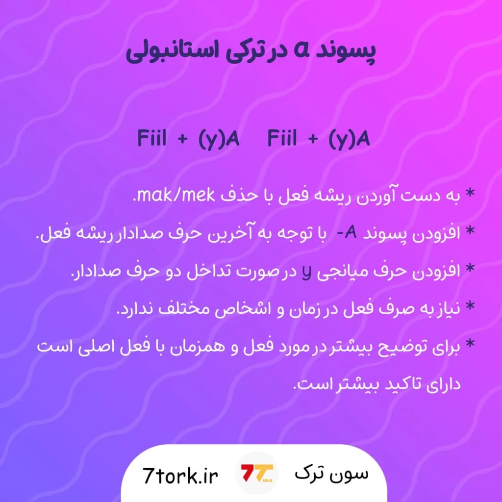 آموزش تصویری نحوه ساخت فعل قیدی با پسوند a در ترکی