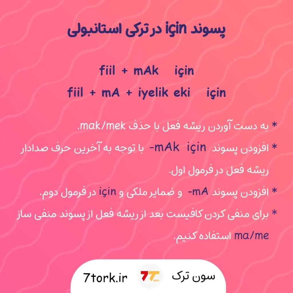 آموزش تصویری پسوند için در ترکی
