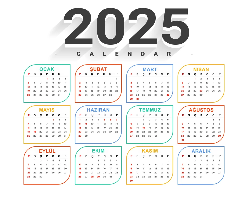 تقویم ترکیه 2025 همراه با تعطیلات رسمی و مناسبت ها